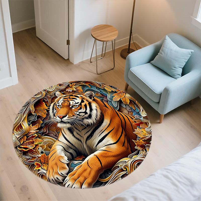 Embossed Animals  Round Area Rug,Carpet Rug for Living Room Bedroom Sofa Playroom Decor,Non-slip Floor Mat