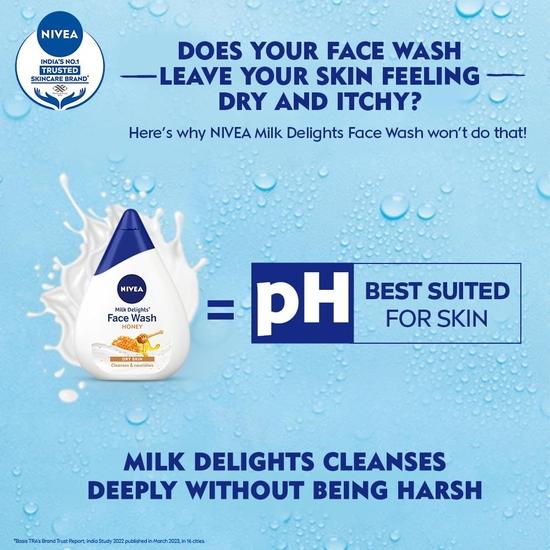 NIVEA Milk Delights Face Wash Moisturizing Honey For Dry Skin 100ml, 100 Ml