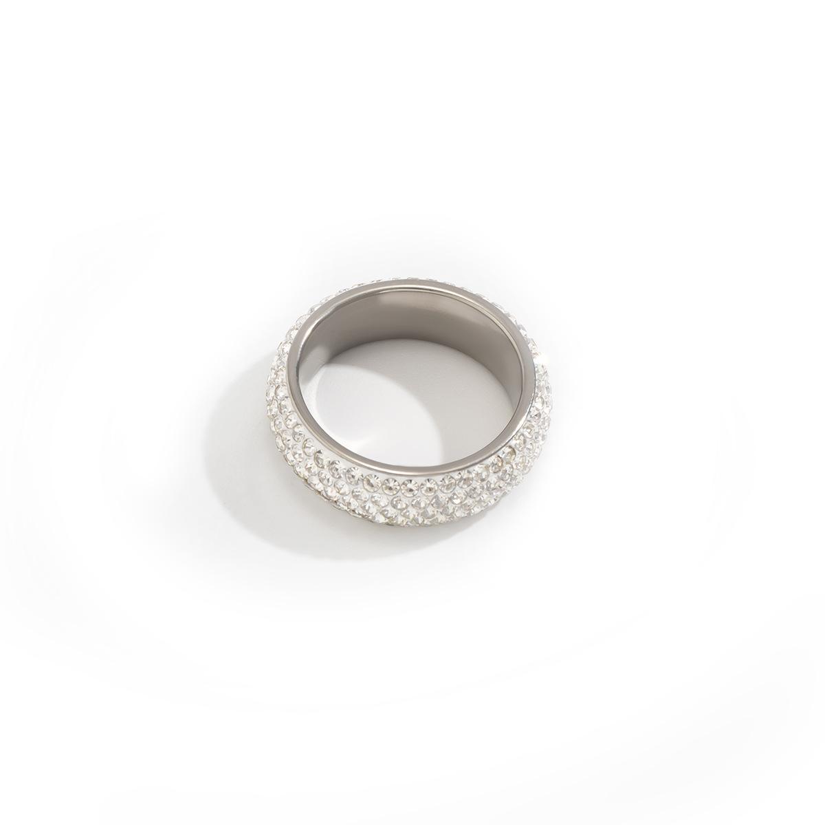 

Trendy Rhinestone Ring for Men Street Hip-Hop Style Ins Style Ring with a Sense of Design and Elegant Atmosphere Metal Ring White K00319