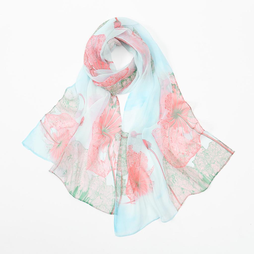 New Beauty Floral Printed Georgette Hijab For Women Thin Soft Scarf Shawl Wrap Middle East Summer Beach Sunscreen Thin Headscarf
