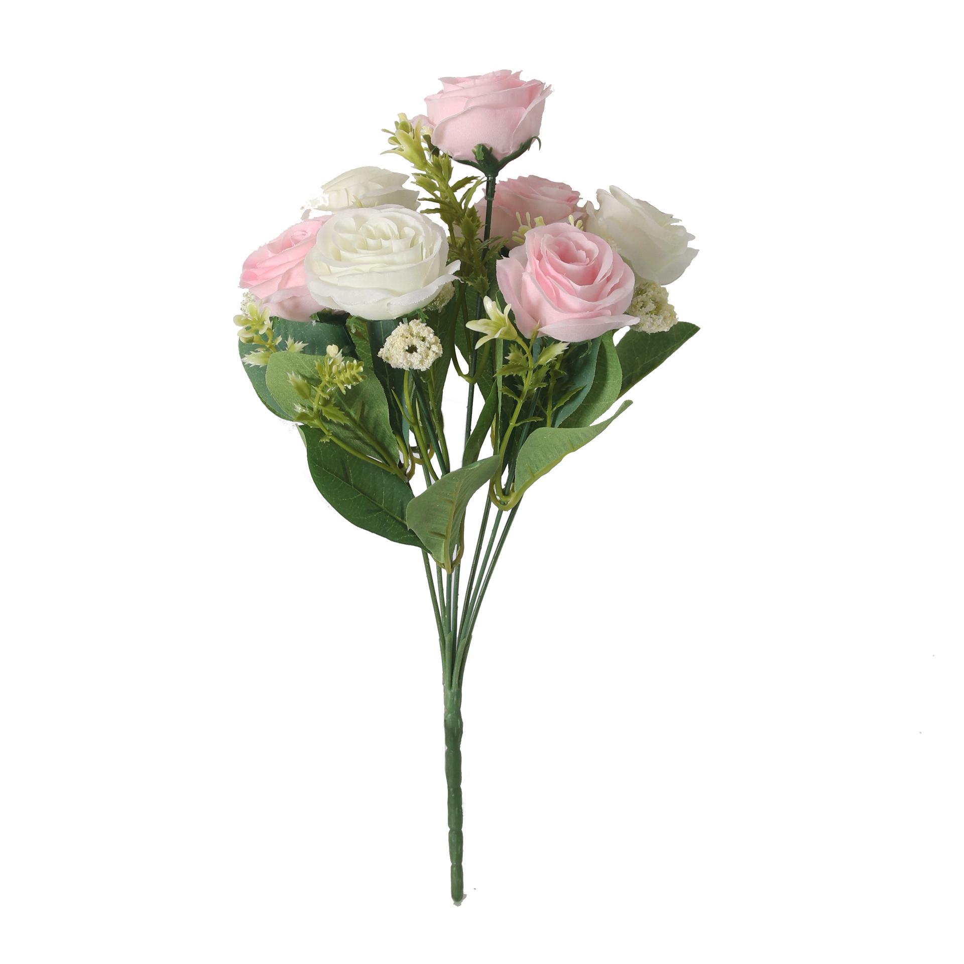 

Букет из 7 красных шелковых роз для ландшафтного дизайна и декора белый/розовый