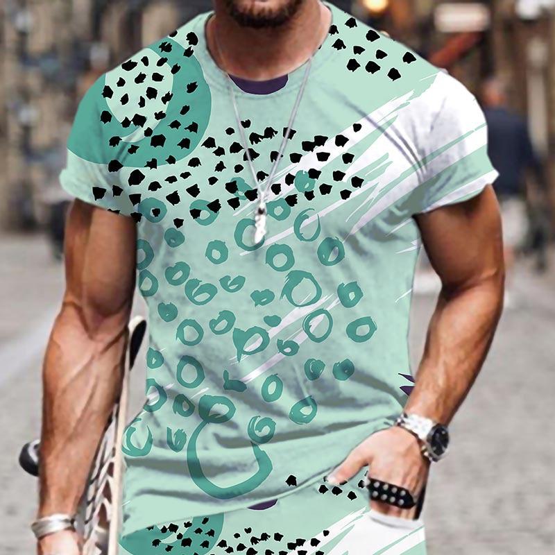 Summer Fashion Men's Abstract Art Graffiti 3D Printed T-shirt Comfortable Soft Breathable Loose Large Casual Sports Versatile Short Sleeve T-shirt