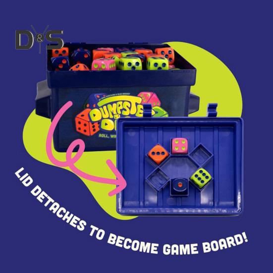 Dumpster Dice Board Game 4-Player Interactive Fast-Paced Family Dice Game Travel Parties Game Night Dice Game with Dumpster 80 Dice Graffiti Stickers