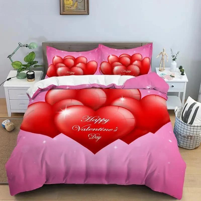 Set di biancheria da letto Love Heart, copripiumino semplice a quadri, 200x200, federa per cuscino, singolo, doppio, queen, king, nordico, coppia, copriletto, biancheria da letto