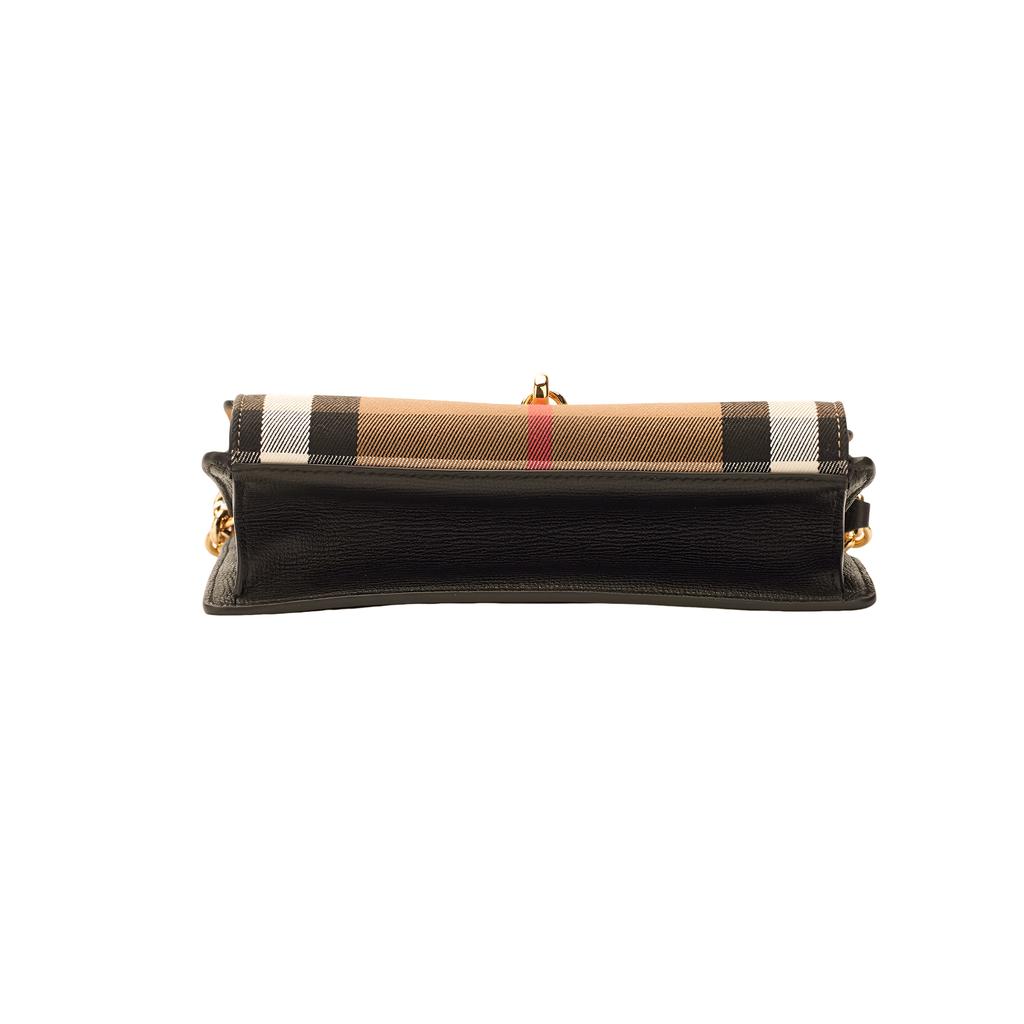 Burberry Flap Closure Adjustable Shoulder Strap Cotton Linen Crossbody Bag Women Shoulder Bag Black Multicolor 80803211