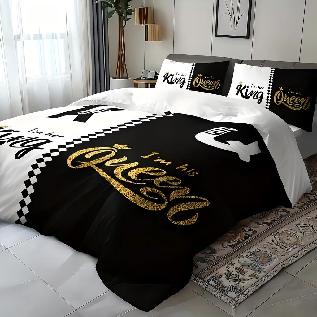 King Queen'S Crown 3D Printed Quilt Cover All Season Soft Bedding Cover Pillowcase Luxury Home Textiles Duvet Cover Sets