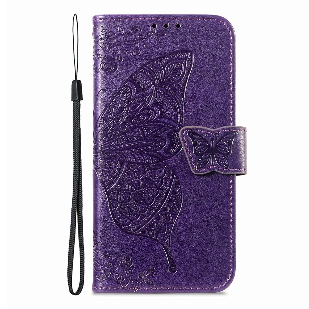 For iPhone 17 Pro Case with Strap Butterfly Pattern PU Leather Wallet Phone Cover