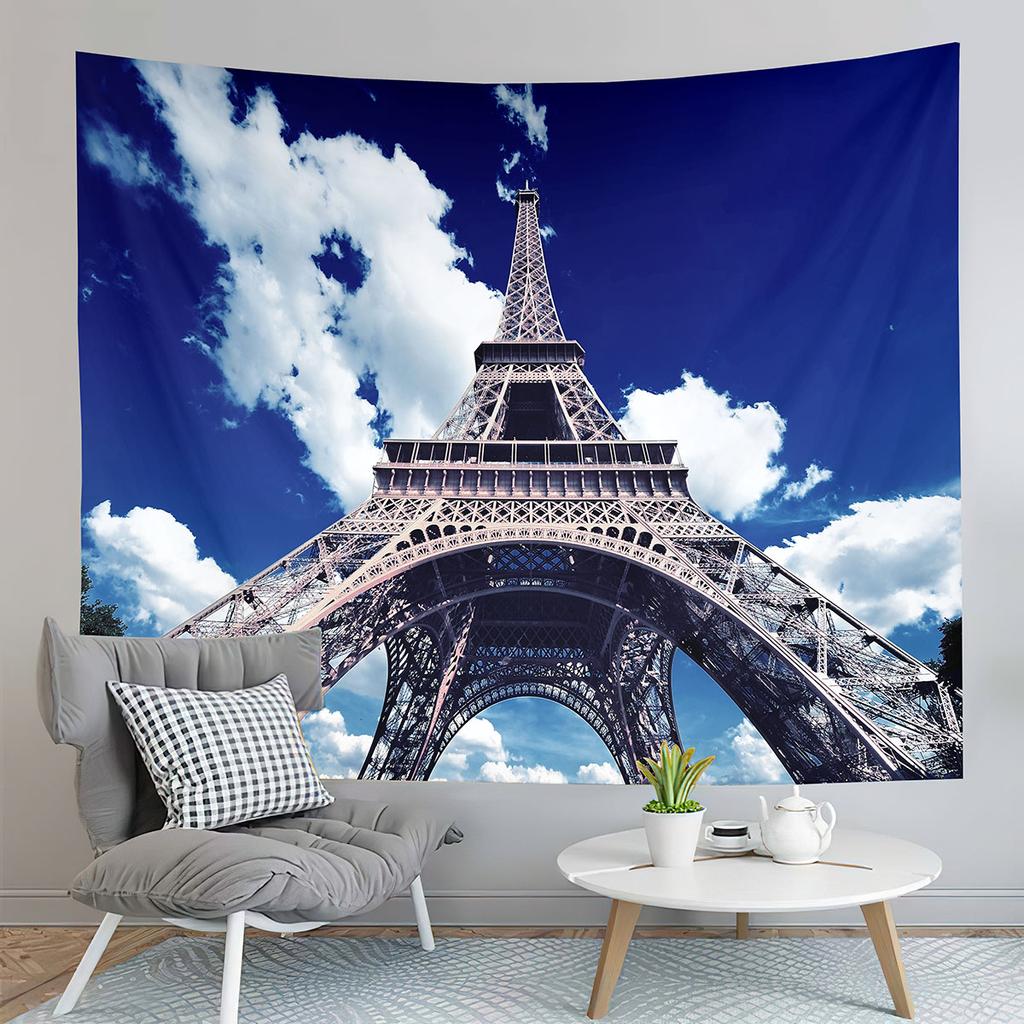 Eiffel Tower Tapestry Water Reflection Tapestry French Architecture Tapestry Living Room Bedroom Dorm Decor Background Cloth