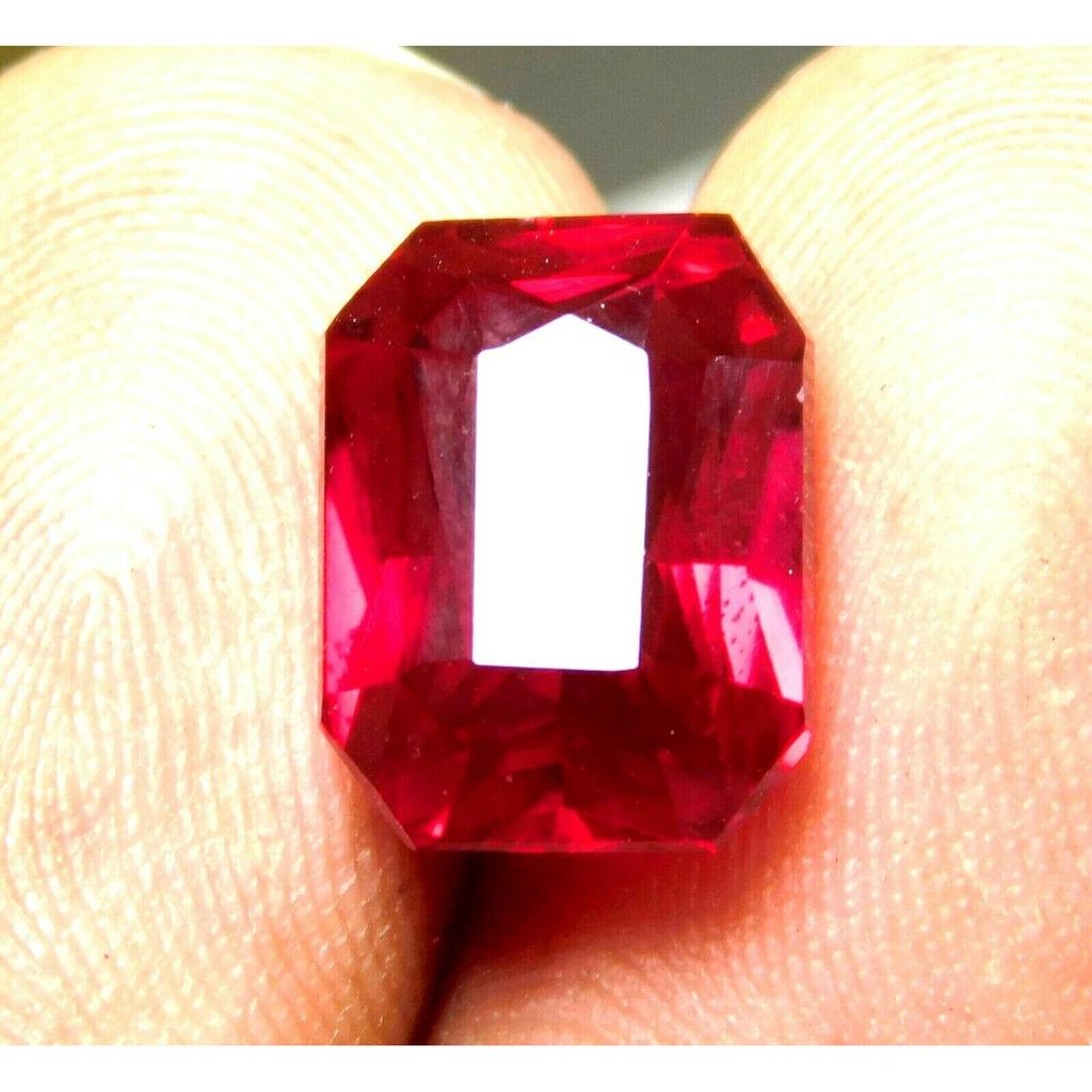 Natural Red Emerald Cut 8 Carat Ruby CERTIFIED Loose Gemstone Jwelery Making