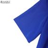 ZANZEA Women Casual Turn Down Collar Loose Short Sleeve Shirt Dress