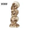 Halloween Table Ornaments Stacked Skull Heads Statue, Gothic Resin Figurine, See Speak Realistic Statue Hear No Evil Skulls Sculpture for Decoration