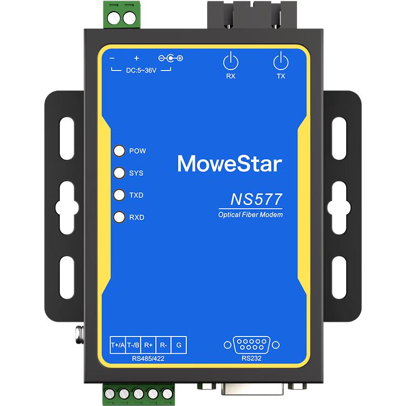 MoweStar Industrial RS232/422/485 Serial to Fiber Optic Converter
