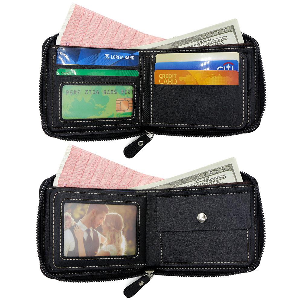 New Trendy Carbon Fiber Short Wallet Men Card Bag Integrated Zipper Change Bag Holder Bifold Clutch Solid Hombre Business Purse