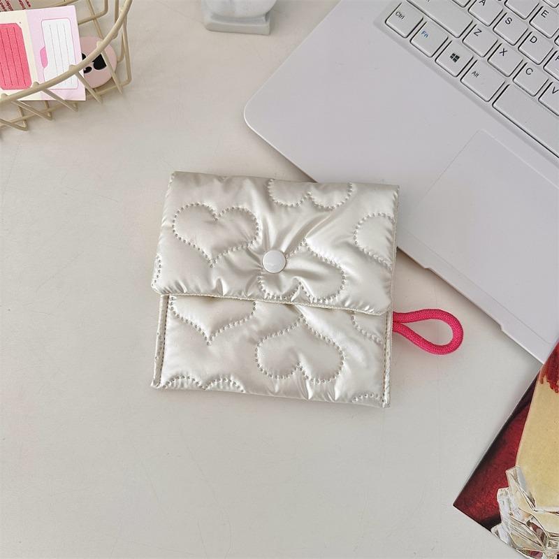 Silver Bow Pattern Coin Purse Women's Earphone Coins Keys Wallet Organizer Zipper Pouch Cosmetic Bag