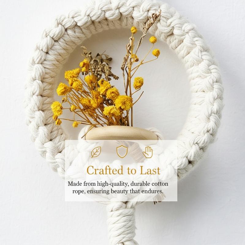 

New Air Plant Holder Macrame Wall Hanging Boho Decor Flower Pot Farmhouse Garden Pots Planters Bedrrom Balkon Decoration Gift onesize