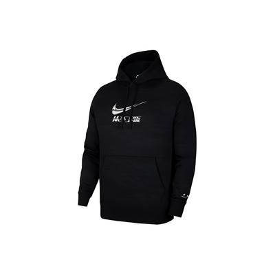 Nike Odzież sportowa Casualowa Bluza z kapturem z nadrukiem logo Męska Topy Czarna DJ4860-010