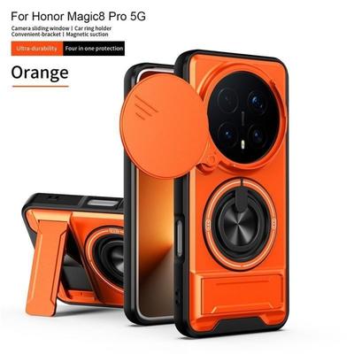 Funda de Armadura Pesada PC+TPU para Honor Magic 8 Lite 8 Pro 7 6 X9 A/B/C/D X8D X7B X6C Ventana Deslizante para Lente Soporte Magnético Funda Anti-caída