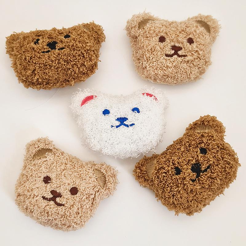 Cute Bear Head Plush Keychain Accessory with DIY Craft Supplies