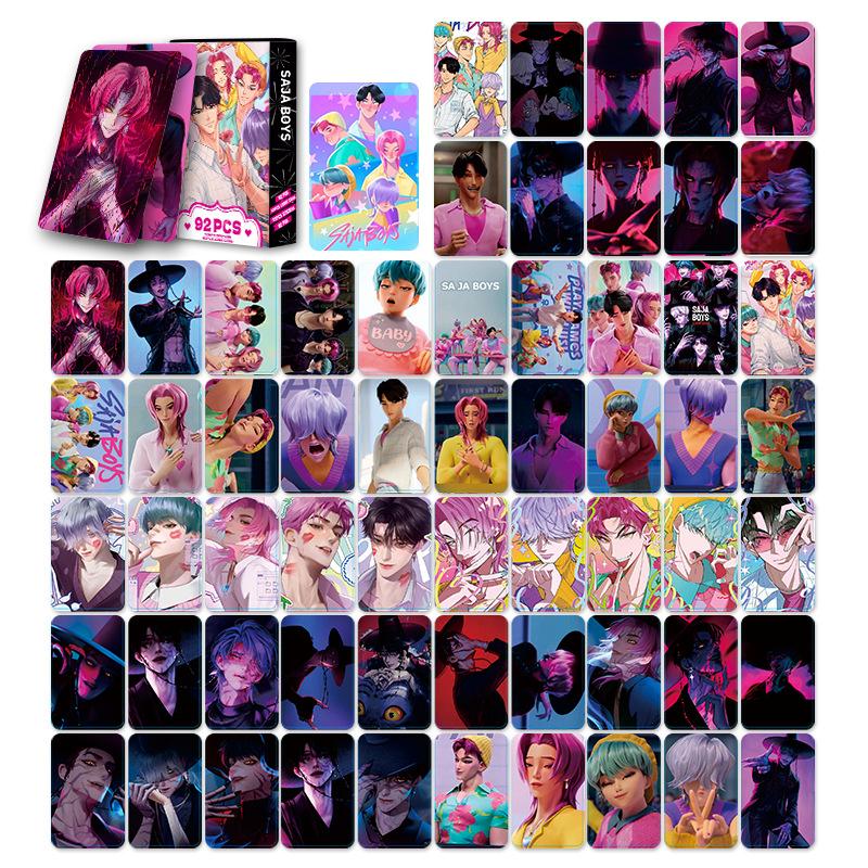 92PCS K-POP Demon Hunters Postcards Sticker Huntrix Saja Boys Derpy Pocards Fans Collection HD Lomo Po Cards Kids Gifts