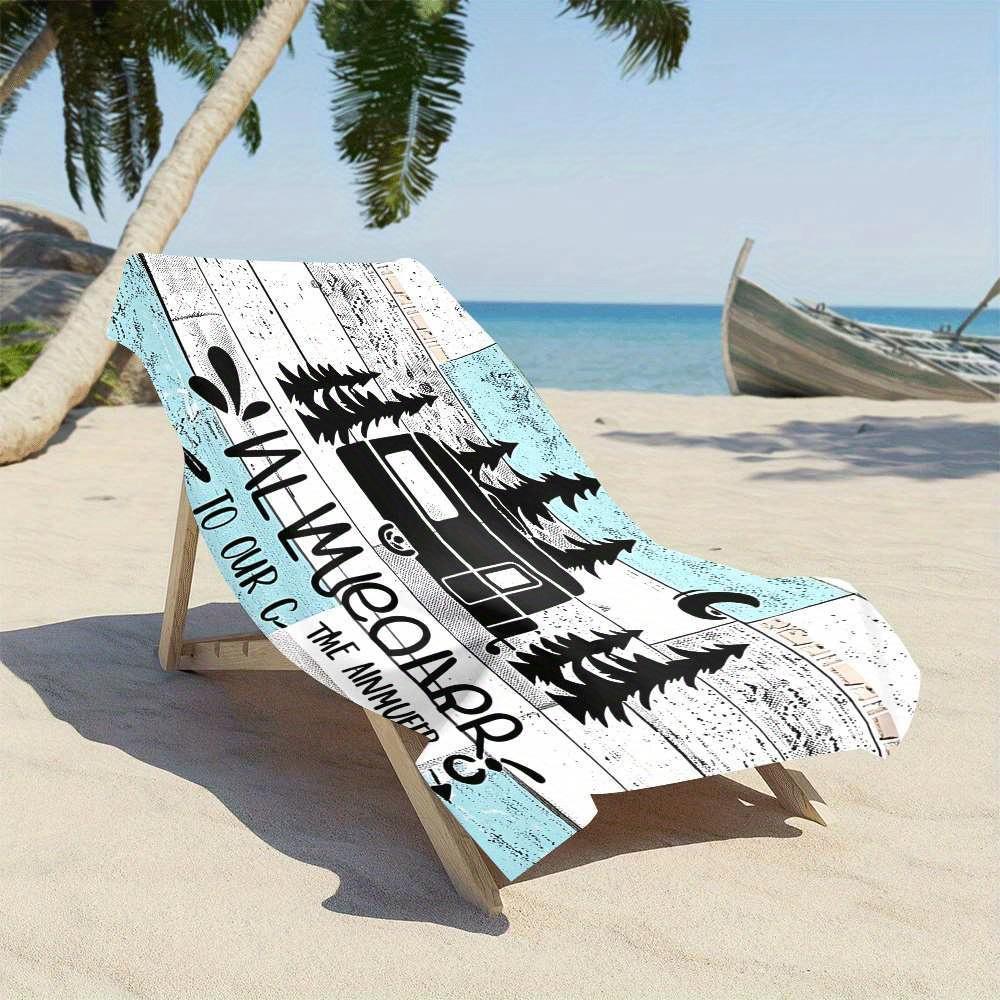 1pc, Microfiber, Vintage Style Camping RV Beach Towel, Quick-Dry Microfiber, Strong Wrap Design, Suitable for Beach and Pool Use