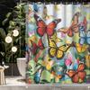 1pc Forest Colorful Butterfly Pattern Printed Shower Curtain, Fabric Bath Accessory Shower Curtain