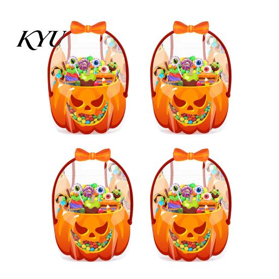 Candy Bags with Handle 2/4/6Pcs Clear Gift Bag for Halloween Christmas, Goodie Treat Holders Handle, Resealable Sealed Pouch Holiday Party Favors