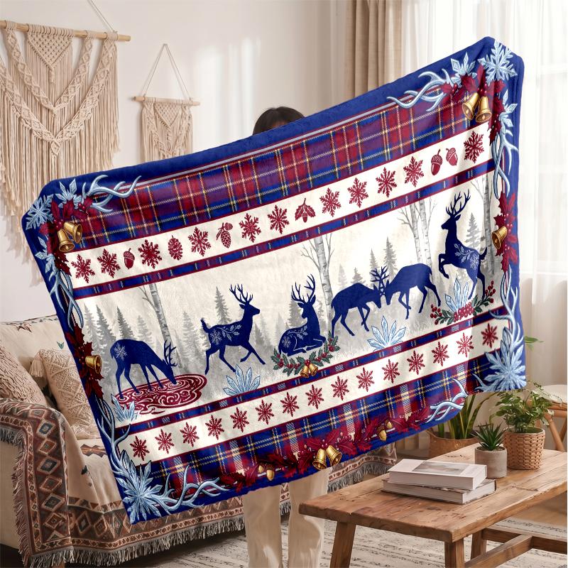 Christmas Flannel Throw Blanket Soft Warm Cozy For Sofa Bed Indoor Home Use Great Holiday Gift