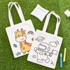 DIY Coloring Canvas Bag Cute Animal Plant Space Designs Kids Tote Reusable Shopping Tote for Children School Outing Picnic