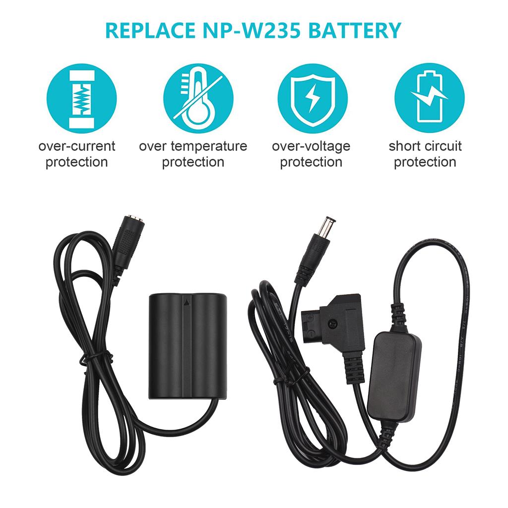 V-Mount D-TAP Power Adapter Cable To CP-W235 Dummy Battery DC Coupler Charger Replacement for