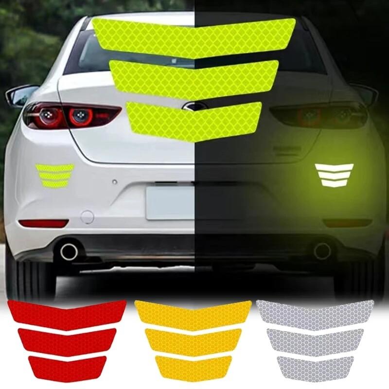 3Pcs Motorcycle Stickers Reflective Warning Trapezoidal Arrow Tail Fender Car Truck Bike Racing Body Bumper Decal Adhesive Tape