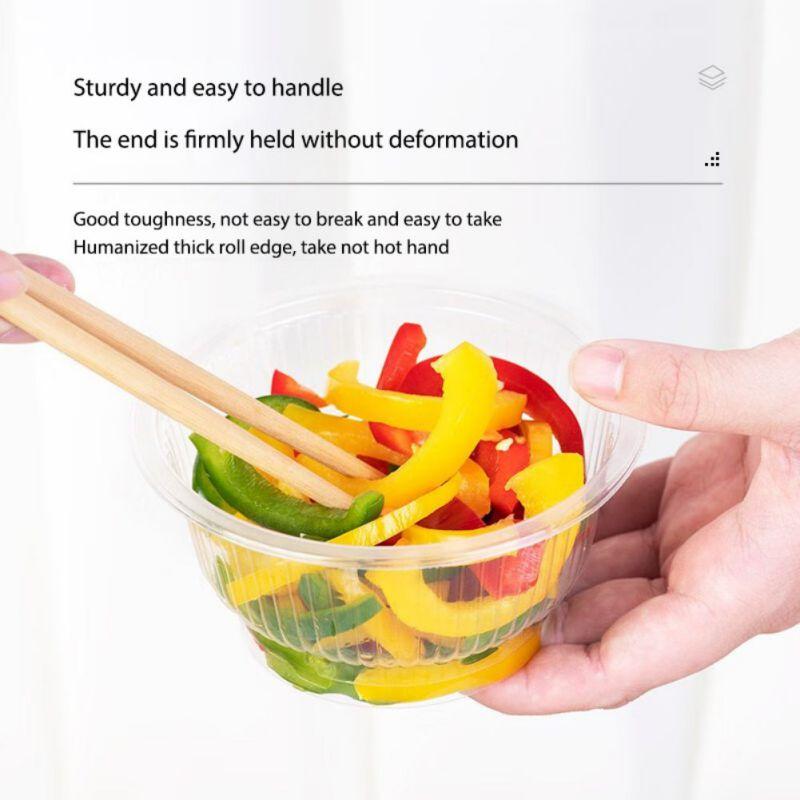 20PCS Food Grade Plastic Disposable Lunch Bowl Transparent Thick Round Lunch Bowl Kitchen Accessories Hot Pot Tableware