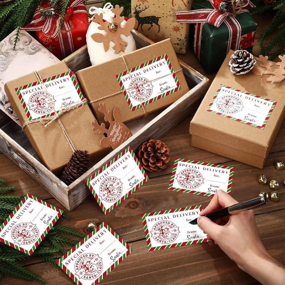 60pcs Elk Elk Santa Mail Labels Fill-In To/From Fields Christmas Gift Labels Christmas Holiday