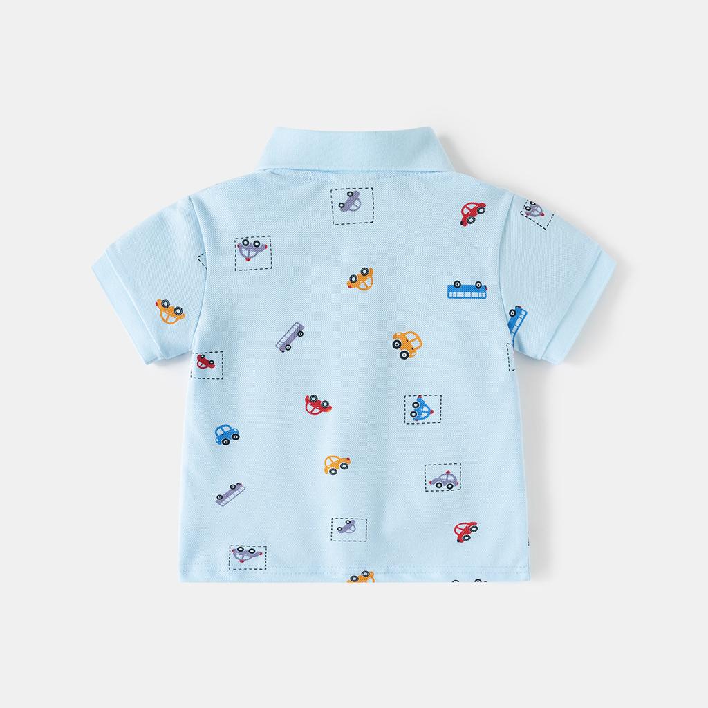 Boys Printed Polo Shirt Short Sleeve Collared T Shirt Casual Summer Fashion Top Clothing for Toddler and Kids