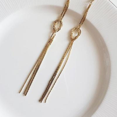 Knotted Long Drop Earrings/earrings/earrings/women's Earrings/women's Earrings