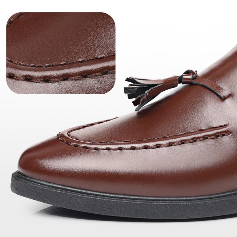 Men's Casual Leather Shoes Elegant Tassels Men Dress Shoes Pointed Toe Loafers Light Moccasins Big Size Party Wedding Shoes Male