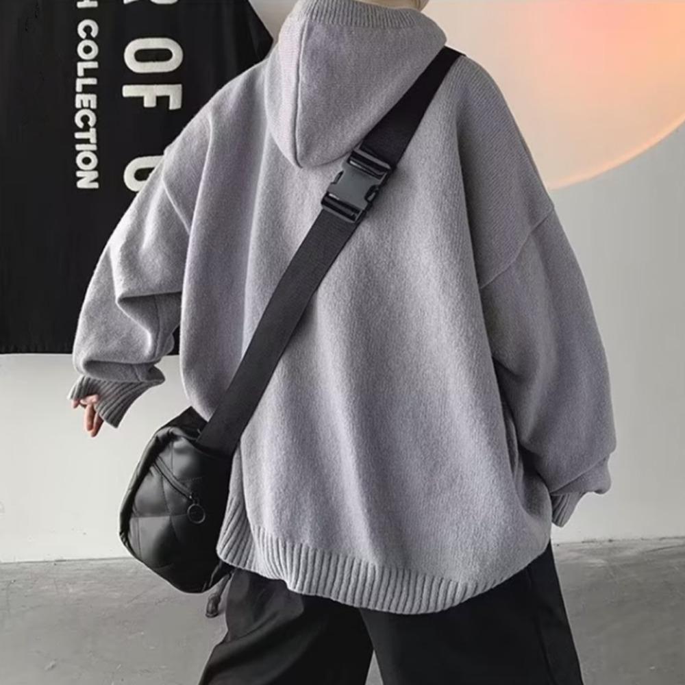 Men's Hooded Sweater Autumn Winter Vintage Idle Style Versatile Knitted Top Sweater Casual Wear