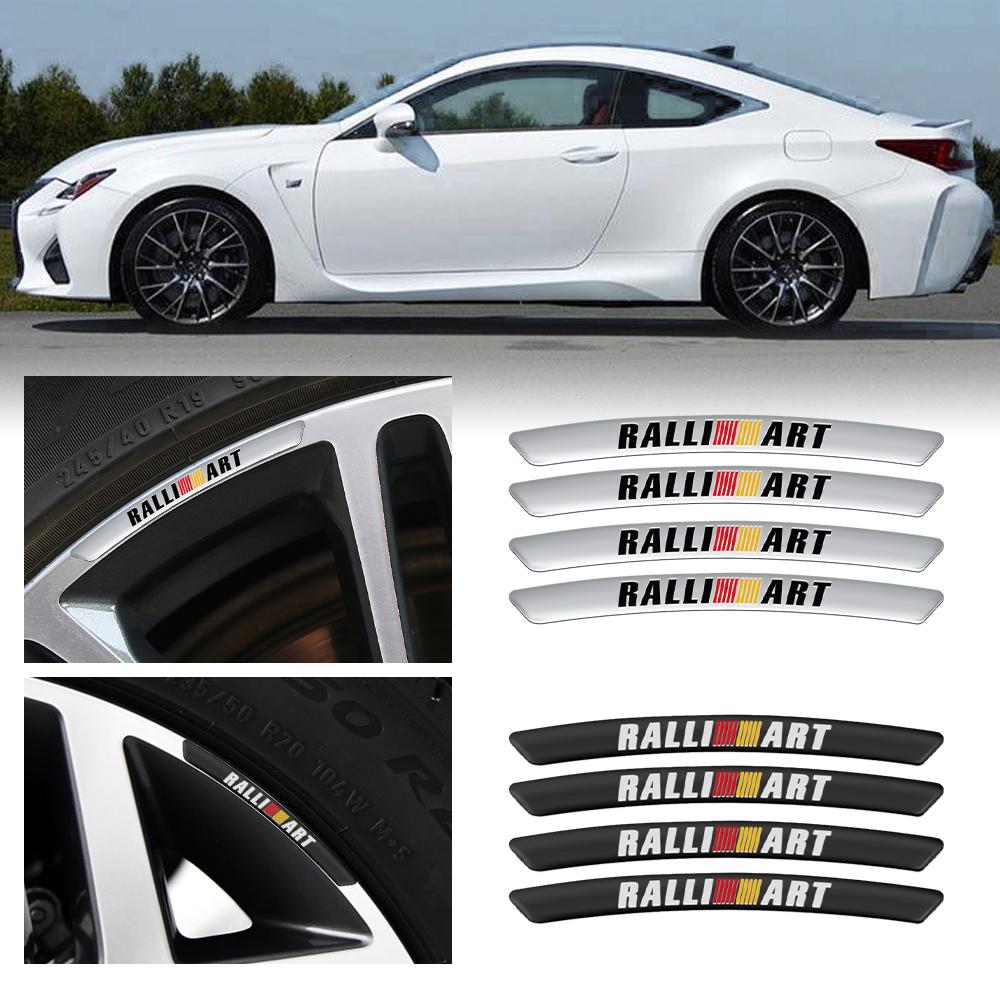 Aluminum Car Emblem Wheel Rims Sticker Decoration Badge Decal Styling For Mitsubishi Ralliart Lancer Outlander Pajero ASX Galant