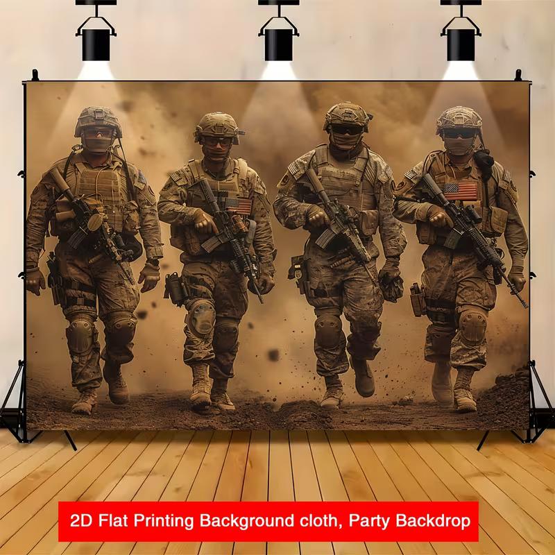 2D 2D Flat Printing Desert Soldier Backdrop for Veteran & Military Events 47.2x31.5inch/120*80cm