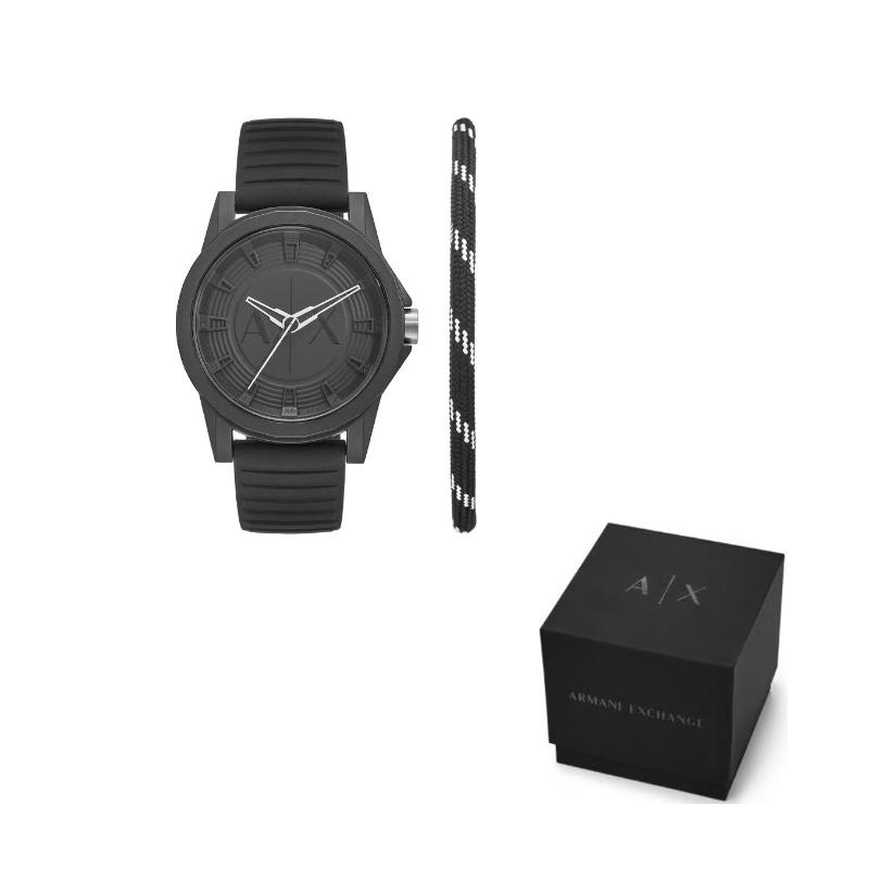 

ARMANI EXCHANGEAE Wrist Watch Quartz Movement Silicone Strap Black Dial Men s Watches Box AX7159SET Black Dial