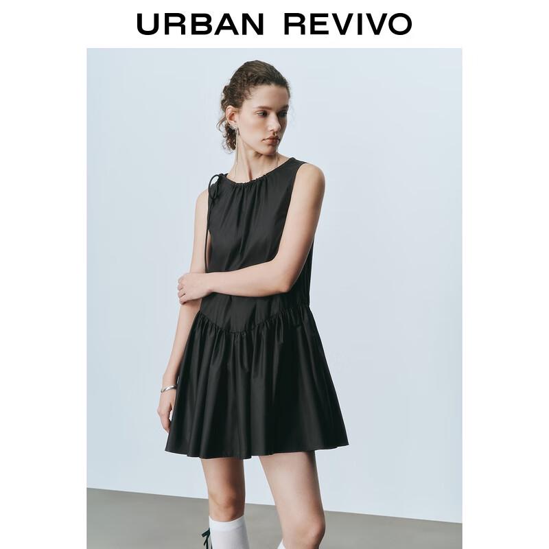 UR 2025 Summer French Style Tie-Waist Sleeveless A-Line Dress