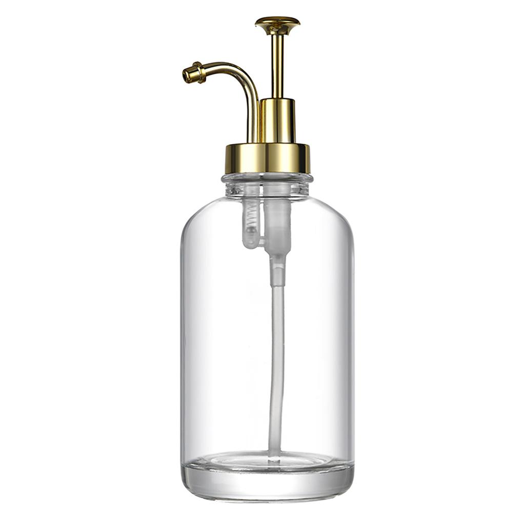 2 Stück Flüssigseifenspender 500 ml Klares Glas Nachfüllbarer Flüssig-Handseifenspender für Badezimmer Küche Gold