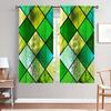 2-Panels Green Diamond Shaped Glass Window Curtains   Distinctive Printed Curtains   Suitable for Gifting To Family and Friends
