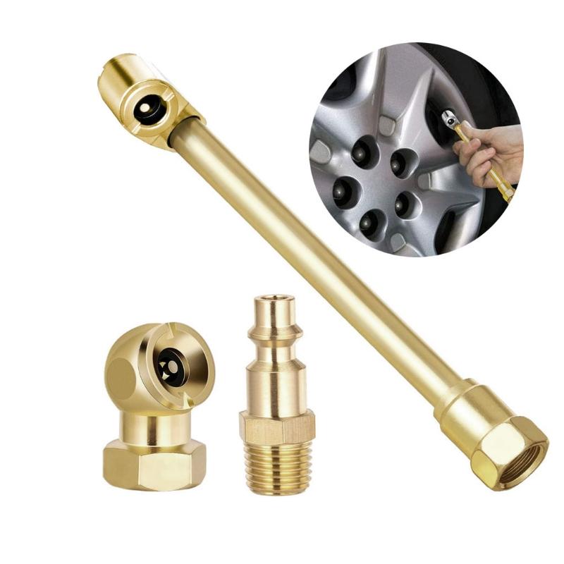 Solid Brass Tire Air Fill Kit for Tire Inflator Gauge and Air Compressor