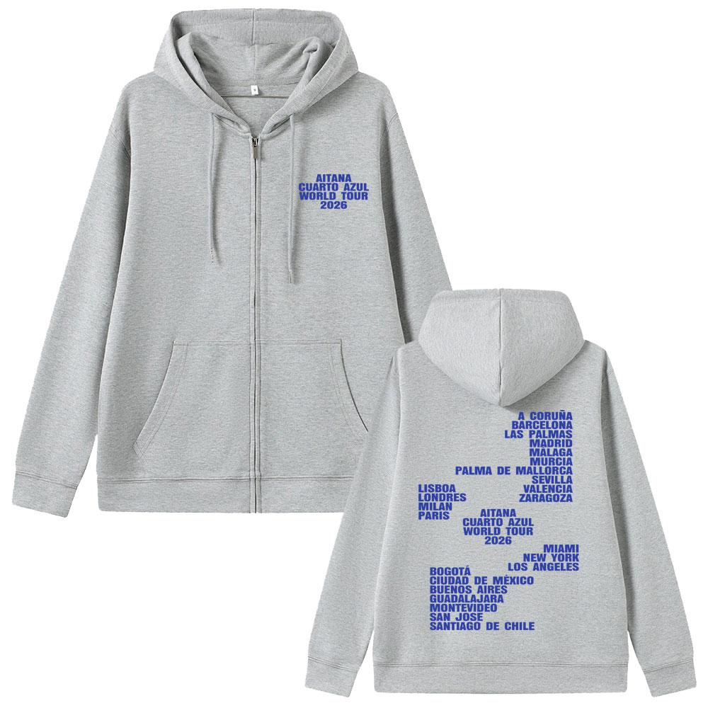 Singer Aitana World Tour Merch Zipper Hoodie Fans Gift Men Women Fashion Vintage Oversized Zip Up Jacket Coat