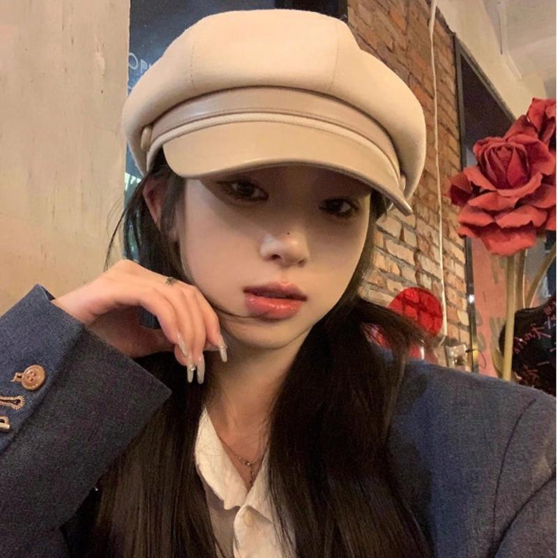 1pc British Style Octagonal Beret Hat,Women Autumn Winter Large Size Newsboy Cap,Suitable For Daily Matching Autumn Accessories