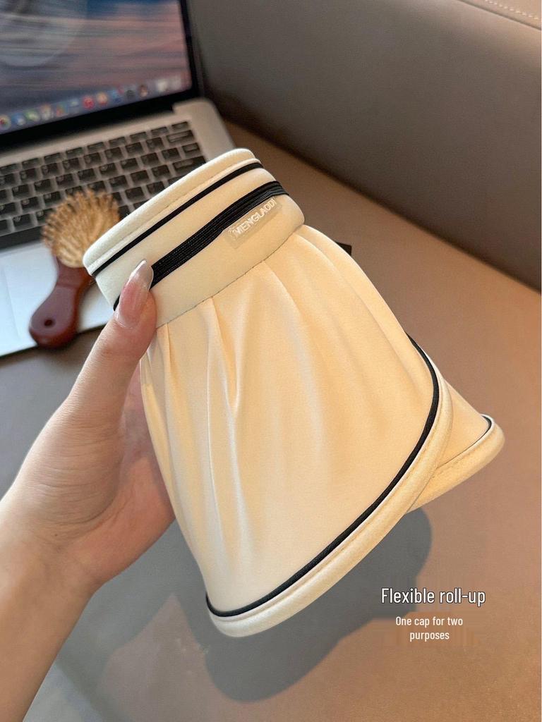 Women's Korean-Style Sun Visor Hat - Summer UV Protection, Wide Brim Design for Outdoor Use, Visually Slims Face