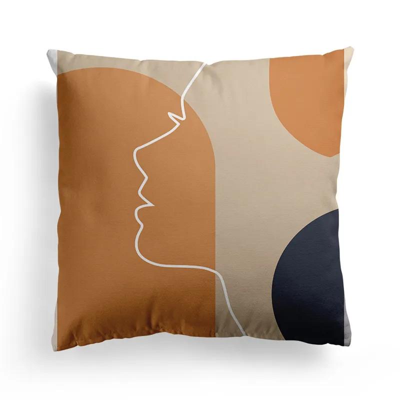 Nordic Orange Geometric Throw Pillow Cover Flower Printed Home Decorative Pillow Cushion Covers Office Sofa Pillowcase