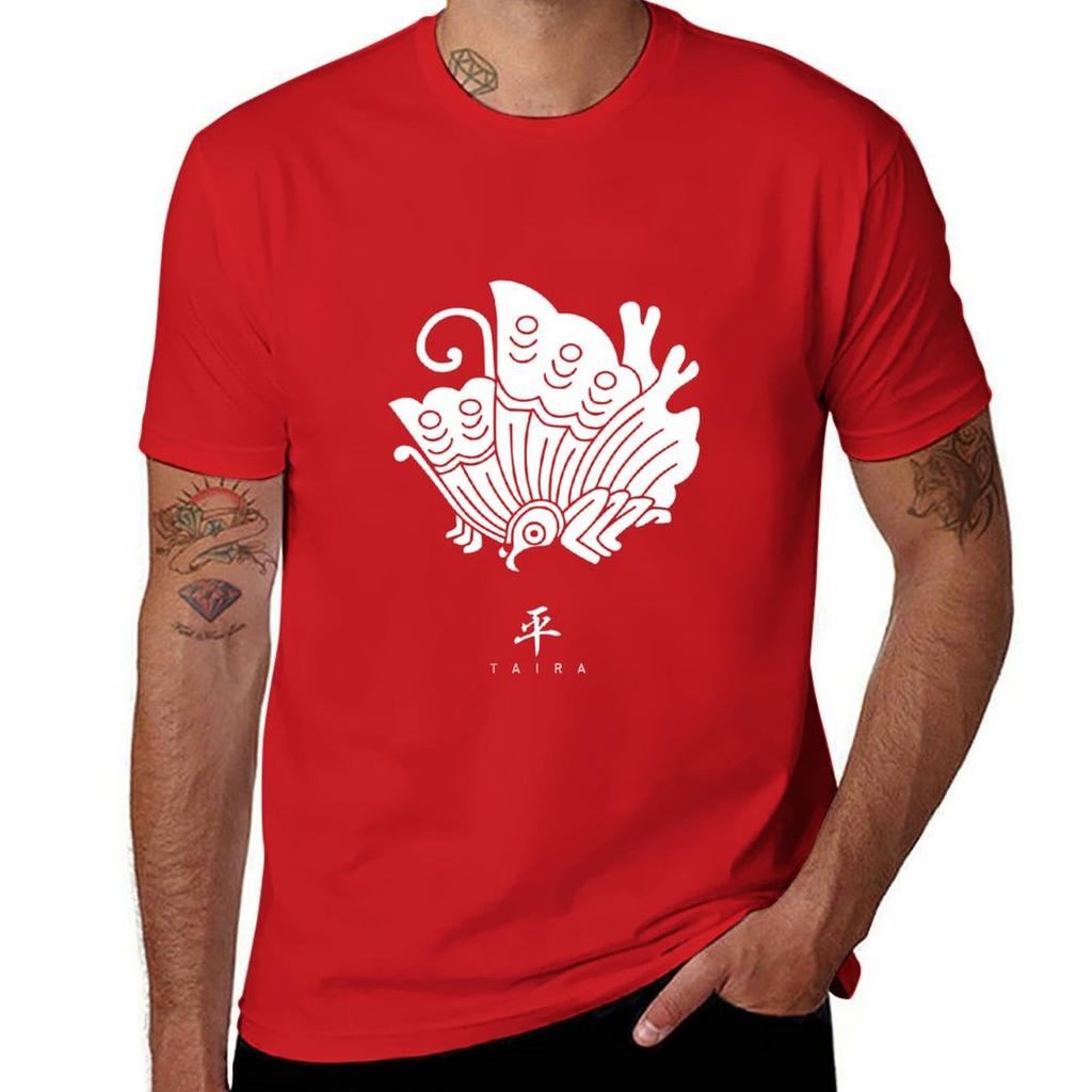 Taira Clan Family Crest Kamon  White Title Version Tshirt plus sizes summer clothes summer tops Mens tshirt