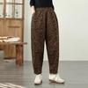 Plus Size Cotton Vintage Leopard High Waist Casual Loose Spring Autumn Harem Pants Women Trousers