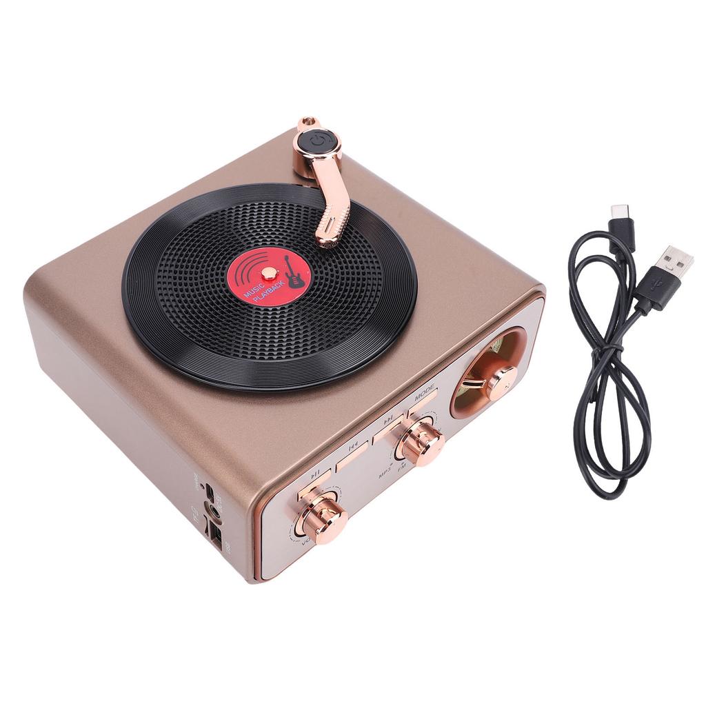 Bluetooth Speaker Vintage Record Player Speaker AM FM SW Radio Retro Rechargeable Portable Record Player Style Speaker